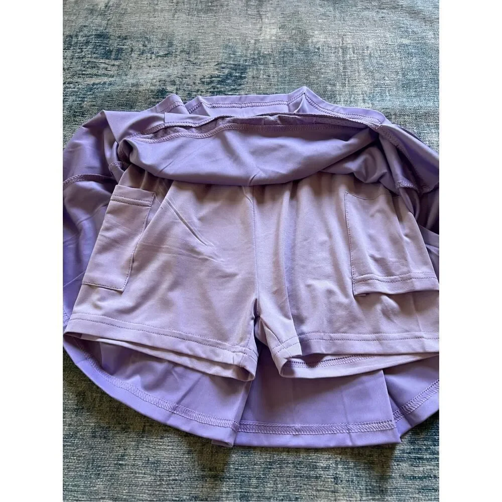 New! Pansee Lavender Purple Pleated Athletic Skort Girls 12